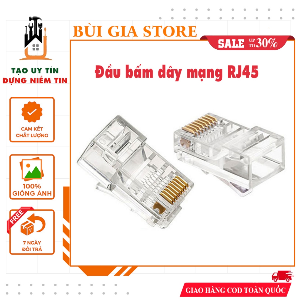 Đầu bấm dây mạng RJ45 nhựa (10 cái)