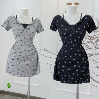 đầm body nữ , váy thun nữ hoạ tiết kèm áo lót trong ảnh thật trãi sàn