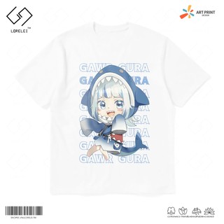 Áo thun unisex hololive gawr gura chibi cotton 100% ngắn tay