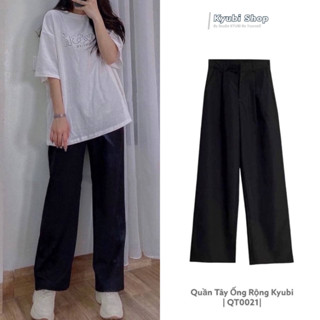 Quần tây đen ống rộng suông dài Hàn Quốc phong cách Ulzzang (Có Bigsize, Size Đại) - Quần Culotte Kyubi QT0021
