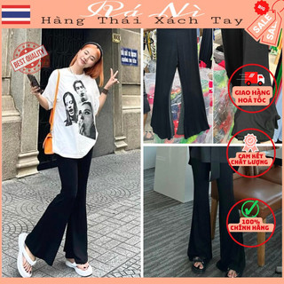Quần ống loe thun Rainbow Thái Lan màu đen