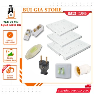 Đồ dùng thực hành điện: cầu chì - ổ cắm - công tắc - bảng điện - đui đèn - phích cắm