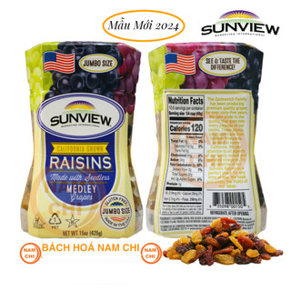 [MẪU MỚI] Nho Khô SUNVIEW RAISINS Medley Jumpo Grapes 425g - Hàng Mỹ