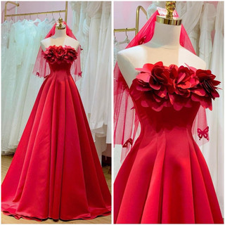 Đầm maxi cưới TRIPBLE T DRESS cúp đính cánh hoa nổi- size S/M/L