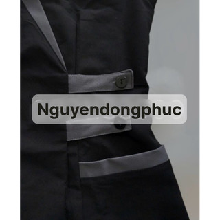 Đồng phục spa màu đen viền xám