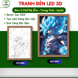 Tranh Đèn Led Goku Dragon Ball để bàn học, bàn làm việc, đèn ngủ, decor phòng ngủ chill