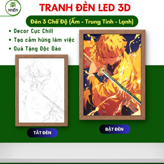 Tranh Đèn Led Zenitsu để bàn học, bàn làm việc, đèn ngủ, làm quà tặng, decor phòng ngủ chill