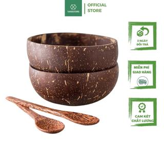 Bát chén gáo dừa và muỗng size lớn loại 1 dùng để ăn ngũ cốc granola salad sữa chua hoa quảTanie Healthy Food