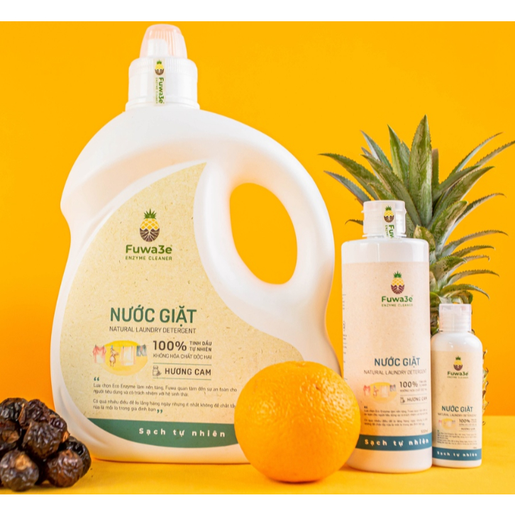 Fuwa3e Laundry Liquid (Orange Scent) and (Mint fragrance) 3.5L  / Nước giặt FUWA3E tinh dầu cam và t