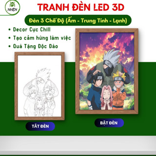 Tranh Đèn Led Naruto [ĐỘI 7] để bàn học, bàn làm việc, đèn ngủ, decor phòng ngủ chill, led trang trí anime
