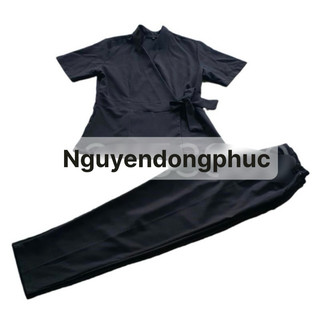 Đồng phục spa màu đen mẫu kiểu dáng xinh