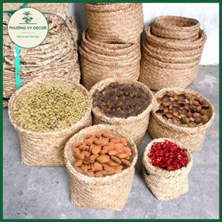 Giỏ cói trồng cây, giỏ đựng đồ, bao đựng hạt đa năng trang trí nhà cửa, nhà hàng, homstay Phương Vy Decor