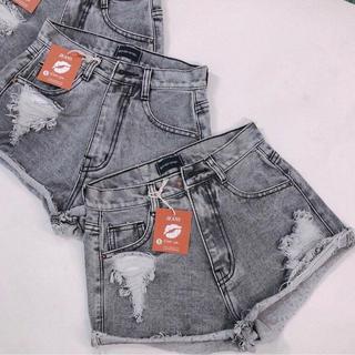 Quần short jean rách lai lưng cao quần short jean nữ