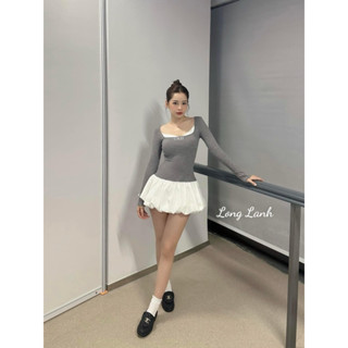  Váy Cazzii Cổ U Tay Dài Chân Váy Phồng Xoè Babyy Siêu Tôn Dáng Mặc Thu Đông Đi Chơi Đi Tiệc 