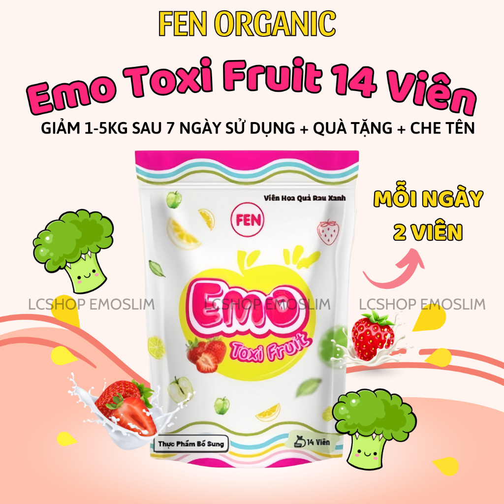 (Chính Hãng + Kèm Quà) Detox Emo Toxi Fruit Dạng Viên Mẫu Mới - Giảm béo -Giảm Mỡ Bụng/giam can an t