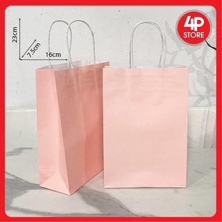 01 túi 16x23x7.5cm kraft xịn màu hồng cam