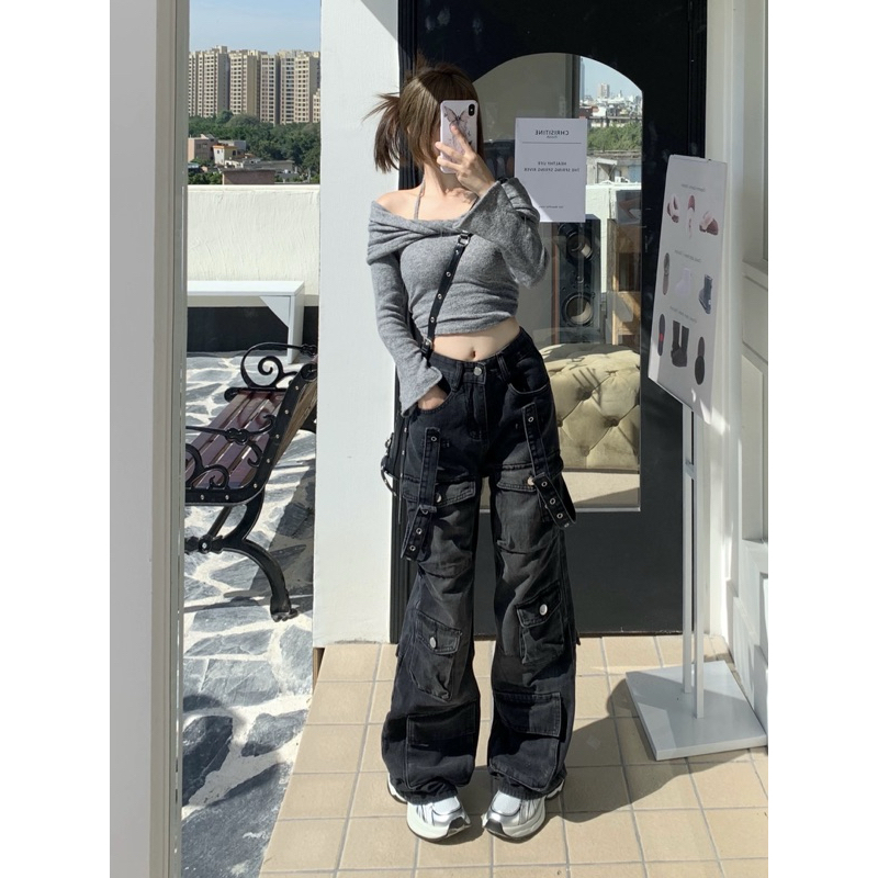 QUẦN JEANS BAGGY ỐNG RỘNG TÚI HỘP [VẢI CAO CẤP] STRAP BOX (8 Túi hộp phối đai ) HÀNG JEANS LOẠI 1 HALO KAKI | BigBuy360 - bigbuy360.vn