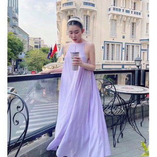 [New Deal] Đầm váy maxi đi biển đi chơi cổ yếm hở lưng 3 màu phong cách tiểu thư nàng thơ dễ thương