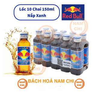   LỐC 10 CHAI  Nước Tăng Lực Bò Húc REDBULL 150ml Chai Thủy Tinh NẮP XANH - Thái Lan 