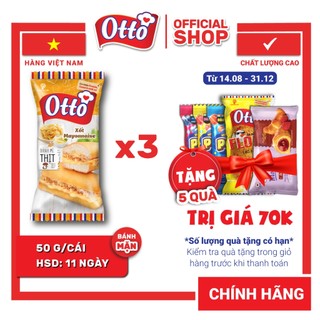 Combo 3 gói bánh mì tươi thịt xốt – otto 50g | bánh mì tươi | đồ ăn vặt