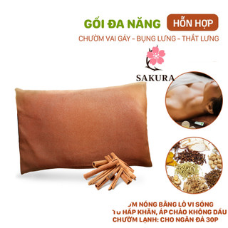 Gối chườm thảo dược chườm nóng lạnh Sakura, giảm đau mỏi bụng lưng vai gáy thảo dược thiên nhiên