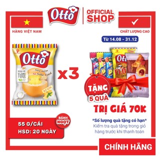 Combo 3 gói bánh mì tươi otto nhân kem 55g | bánh ăn sáng | bánh mì tươi | đồ ăn vặt