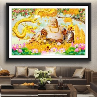Tranh đính đá phật di lạc KT:90x60cm,120x70cm,tranh chưa đính và chưa khung