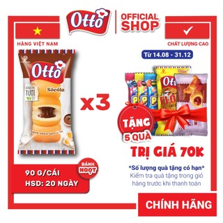 Combo 3 gói bánh mì tươi otto nhân kem 90g | bánh ăn sáng | bánh mì tươi | đồ ăn vặt