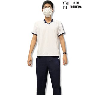 Áo Thun Đồng Phục Thể Dục 3 Sọc Vai Cổ Bẻ, Học Sinh Thể Thao Cấp 1 2 3 - VĨNH PHÁT
