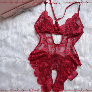 Bộ đồ ngủ bodysuit xẻ đáy sexy gợi cảm, bộ đồ lót liền thân sexy quyến rũ - lala honey