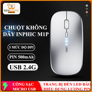  Chuột không dây INPHIC M1P kết nối bằng chip USB 2.4G sử dụng pin sạc tiện lợi có đèn led báo hiệu dung lượng pin 