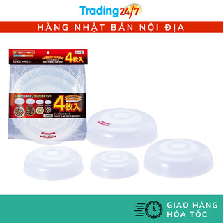 [Hỏa tốc HCM] Bộ 4 nắp đậy dùng cho lò vi sóng Sanko Plastic nhiều kích thước phù hợp với mọi loại đĩa Nhật Bản