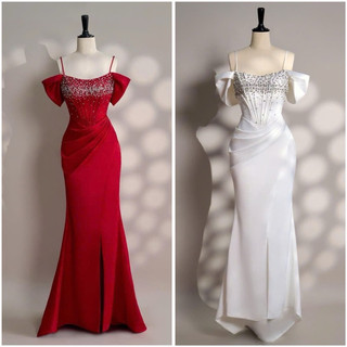 Đầm maxi body dự tiệc TRIPBLE T DRESS trễ vai kết cườm - size S/M/L