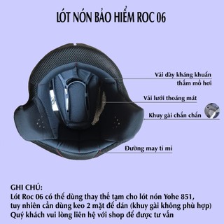 Lót nón bảo hiểm3/4 Roc 06