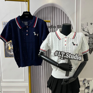 Áo len polo cổ bẻ cộc tay hoạ tiết thom, len mongtoghi mềm mỏng mát freesize 530