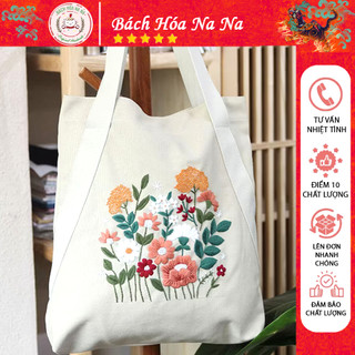 (Có sẵn) Combo Kit thêu tay trang trí DIY Bộ kit thêu Cherish túi tote Handmade (đã bao gồm khung thêu) Bách hóa Nana