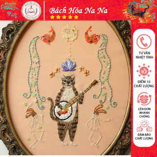 Kit nguyên liệu thêu tay trang trí DIY Hoa Mèo Thêu Thủ Công Tranh Thêu Decor Quà Tặng Đảo Mèo Bách hóa Na na Handmade