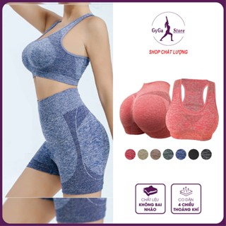 Set Bộ Tập Gym Yoga Erobic Nữ (L12) Free Size, Quần Chun Mông Áo Bra, Dây Đan Lưng Tôn Dáng Siêu Mát