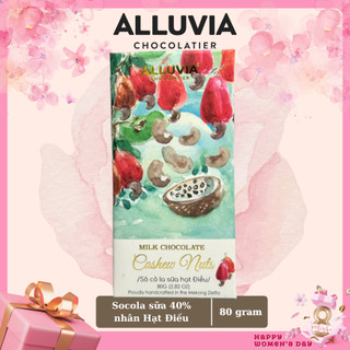 Socola sữa nguyên chất Alluvia 40% cacao nahan Hạt Điều ngọt ngào Alluvia Chocolate Việt Nam Milk chocolate Cashew Nuts