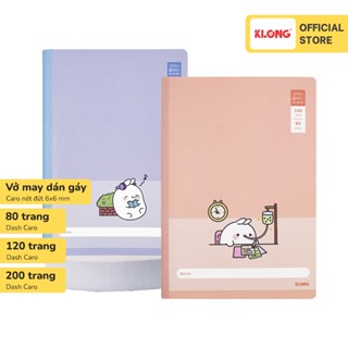  Vở Dash Caro  6x6 mm may dán gáy KLONG B5 100GSM 80 120 200 trang; MS: 812 813 814 