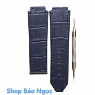 GIÁ ĐỘC NHẤT Dây đồng hồ cao cấp H.u.b.l.o.t nam size 42 - Lót da vân xanh tím than 19 x 25 x 22mm