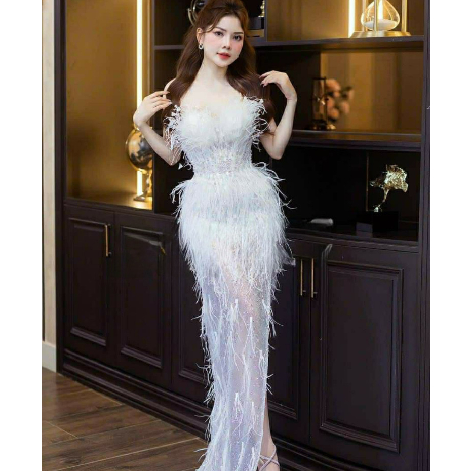 ĐẦM DẠ HỘI LÔNG VŨ SIÊU SANG NHÀ KT CLOTHING