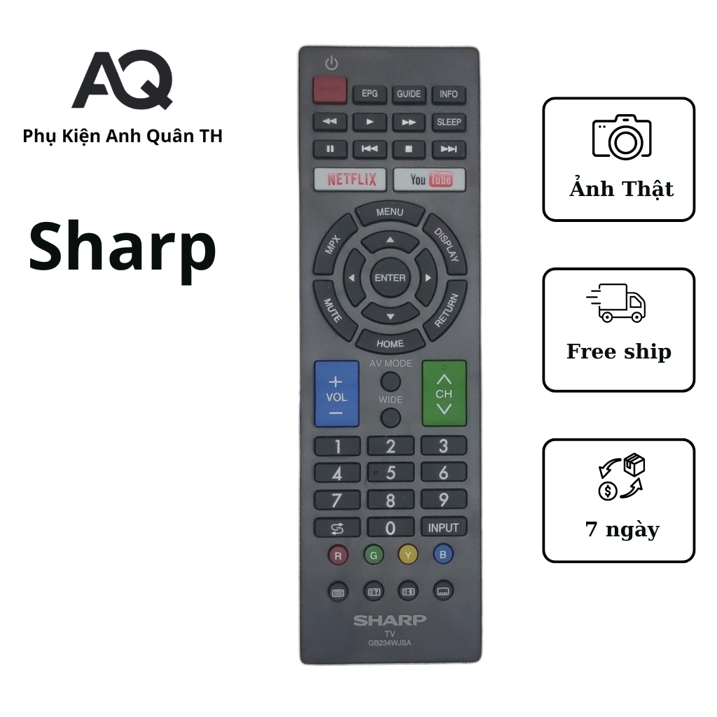 ( Chính Hãng ) Remote tivi sharp , Điều khiển tivi Sharp smart các dòng