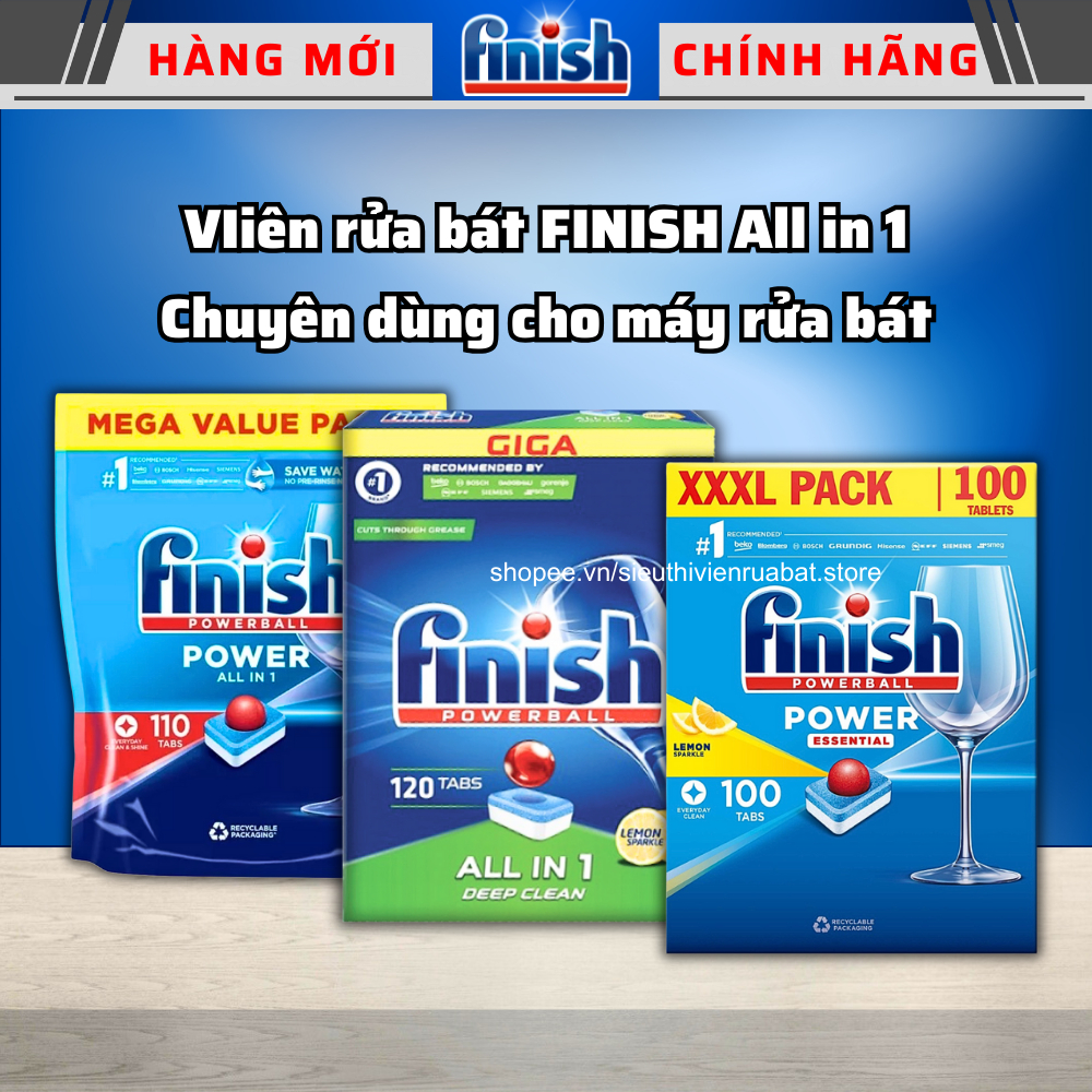 Viên rửa bát Finish ALL in one 120v 110v 100v muối bóng finish đủ loại dùng cho máy rửa bát chén