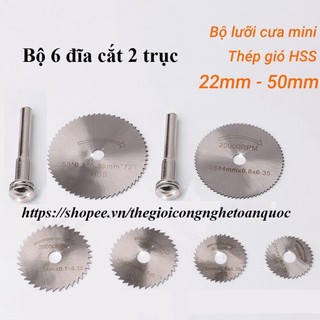 lưỡi cắt gỗ mini cho máy khoan - đĩa cắt gỗ mini (6 đĩa cắt + 2 trục)