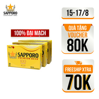 Combo 03 thùng sapporo premium 1oo - 24 lon 330ml - 3.5% cồn