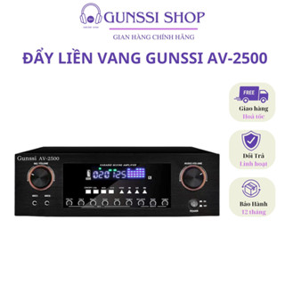 Đẩy liền vang Gunssi AV-2500, amply bluetooth kèm vang có chip chống hú rít, nghe nhạc hát karaoke cực hay, CHÍNH HÃNG