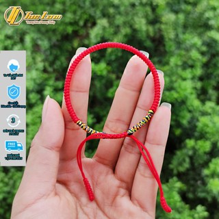 Vòng tay may mắn nữ chỉ đỏ tươi cao cấp bện kiểu tây tạng hai đầu ngũ sắc hợp mệnh - DIY TUỆ LÂM