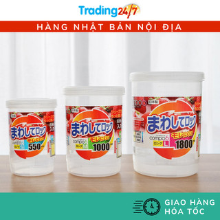 [Hỏa tốc HCM] Hộp nhựa đựng thực phẩm, đồ khô dáng tròn nắp vặn kín hơi Sanada Nội Địa Nhật Bản