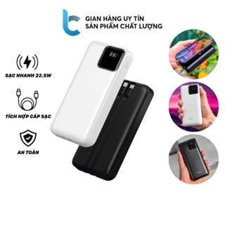 Sạc Dự Phòng WIWU 20.000mAh JC-22 Tích Hợp 2 Cáp Sạc, Sạc Nhanh 22.5W, Sạc 4 Thiết Bị, Màn LED Hiển Thị Pin